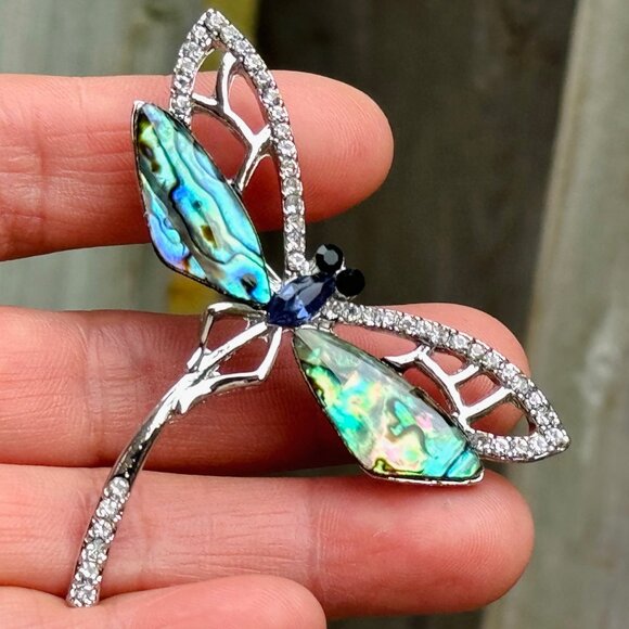Natural Corlorful Abalone Dragonfly Brooch Dragonfly Brooch Dragonfly Pin - Picture 3 of 11
